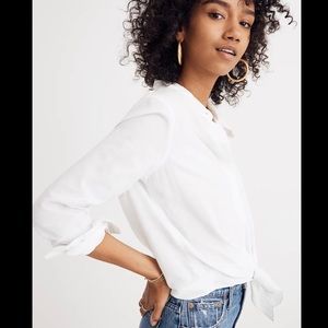 Madewell White Tie-Front Shirt White XL